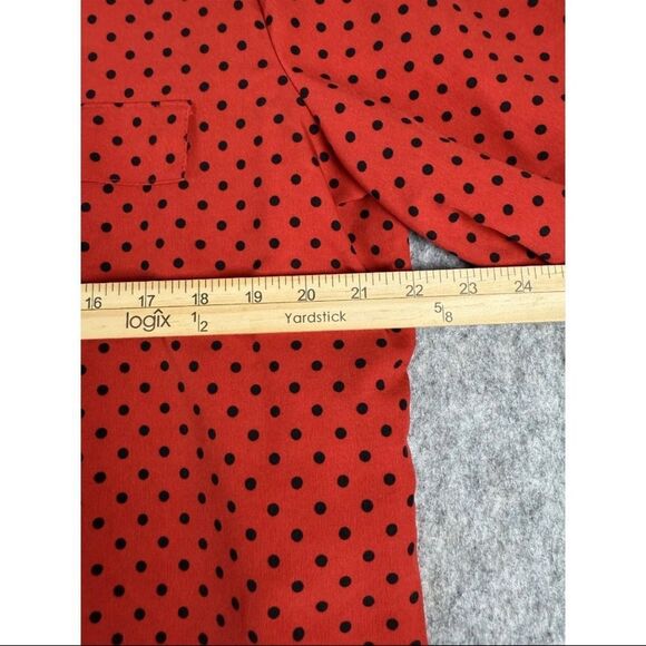 Notations Shirt Women's Size XL Red Black Polka Dot Polyester Stretch Button-Up - Picture 8 of 8